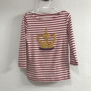 Mini Boden Red Stripe Crown Tee